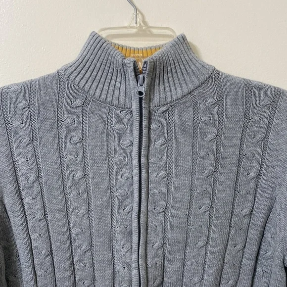 KID NATION boys’ cardigan full zip 100% cotton cable knit sweater gray XL - Picture 6 of 6